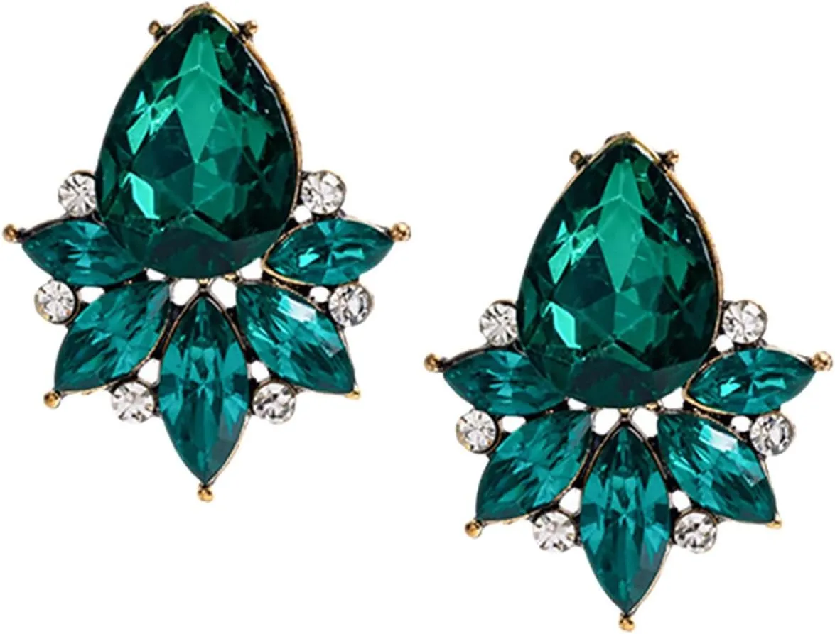 1 Pair Rhinestone Cluster Earrings for Women Shiny Geometric Drop Jewelry Formal Prom Dress Up Accessories Fashionable Statement Earrings