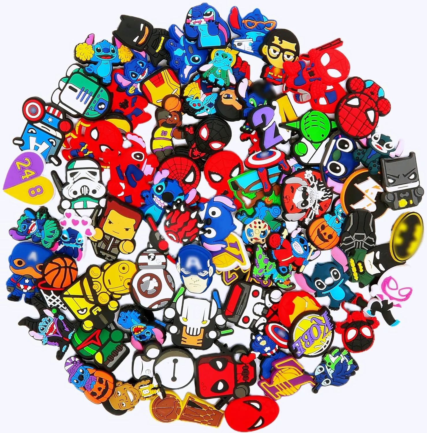 110 Pieces Pack, Shoes Charms Decorations Different No-Repeat Accessories Wristband Bracelet Girls Boys Teens Kids Birthday Party Favor Gifts