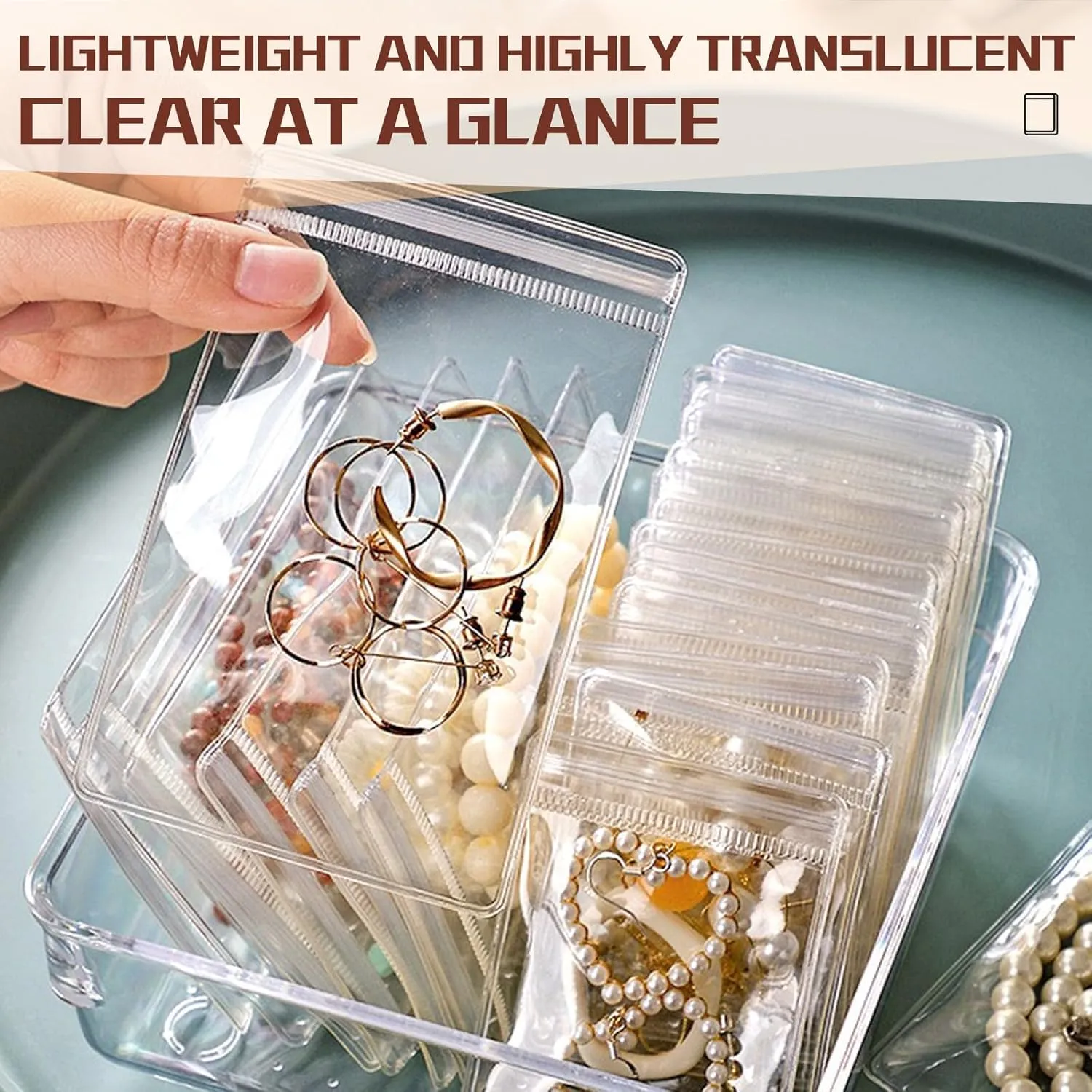 50PCS Clear Pvc Jewelry Pouches Organizer Travel Earring Storage Bags Transparent jewelry Bags with Zipper (50 Pcs Bracelet pouch)