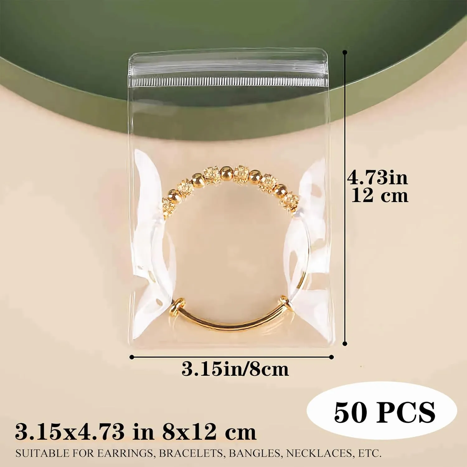 50PCS Clear Pvc Jewelry Pouches Organizer Travel Earring Storage Bags Transparent jewelry Bags with Zipper (50 Pcs Bracelet pouch)