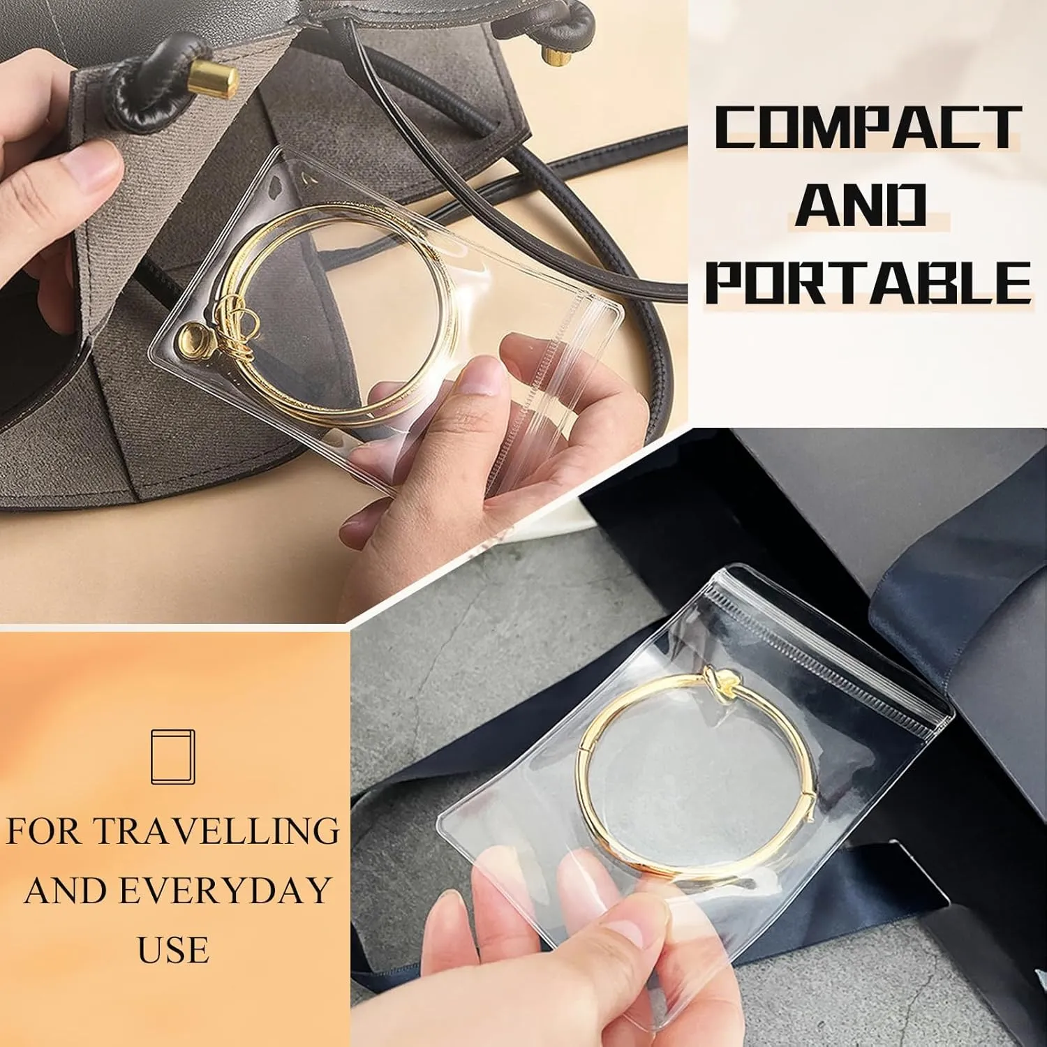 50PCS Clear Pvc Jewelry Pouches Organizer Travel Earring Storage Bags Transparent jewelry Bags with Zipper (50 Pcs Large Jewelry pouch)
