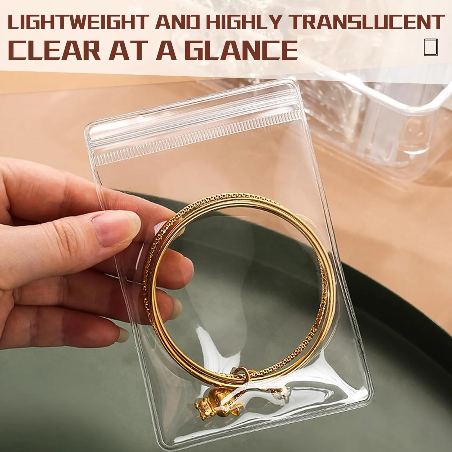 50PCS Clear Pvc Jewelry Pouches Organizer Travel Earring Storage Bags Transparent jewelry Bags with Zipper (50 Pcs Large Jewelry pouch)