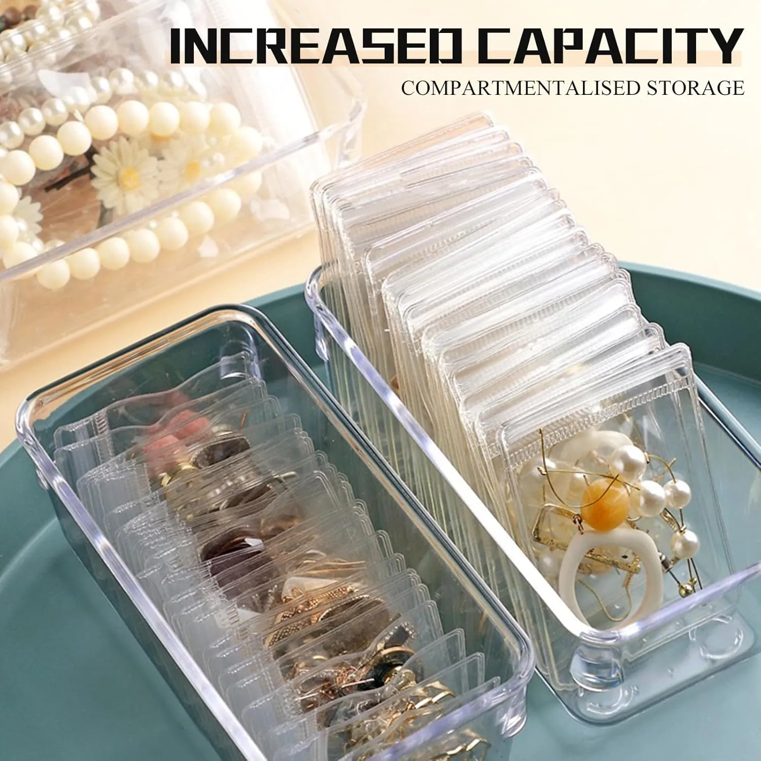 50PCS Clear Pvc Jewelry Pouches Organizer Travel Earring Storage Bags Transparent jewelry Bags with Zipper (50 Pcs Large Jewelry pouch)