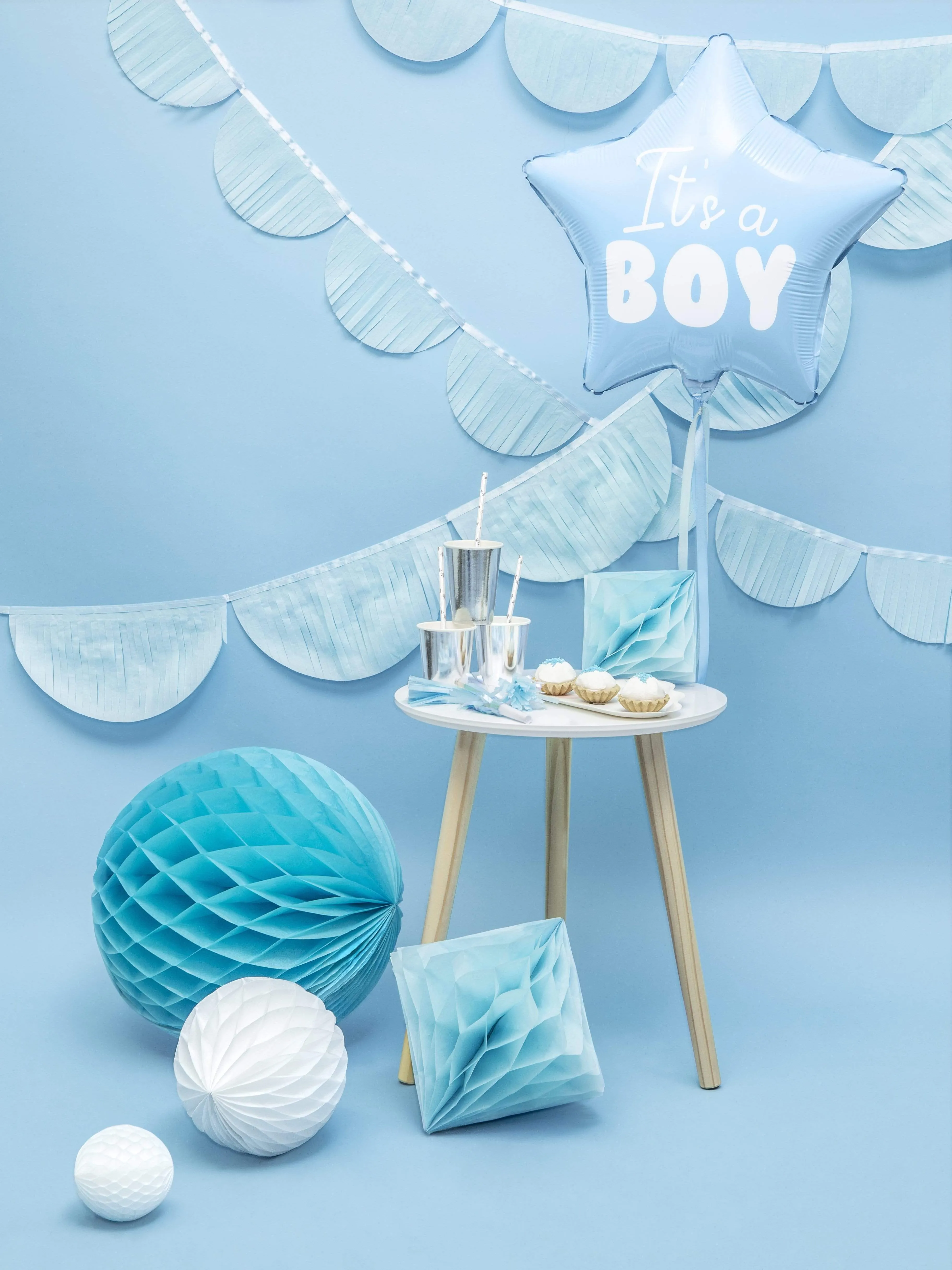 6 Blue Fringed Party Horns