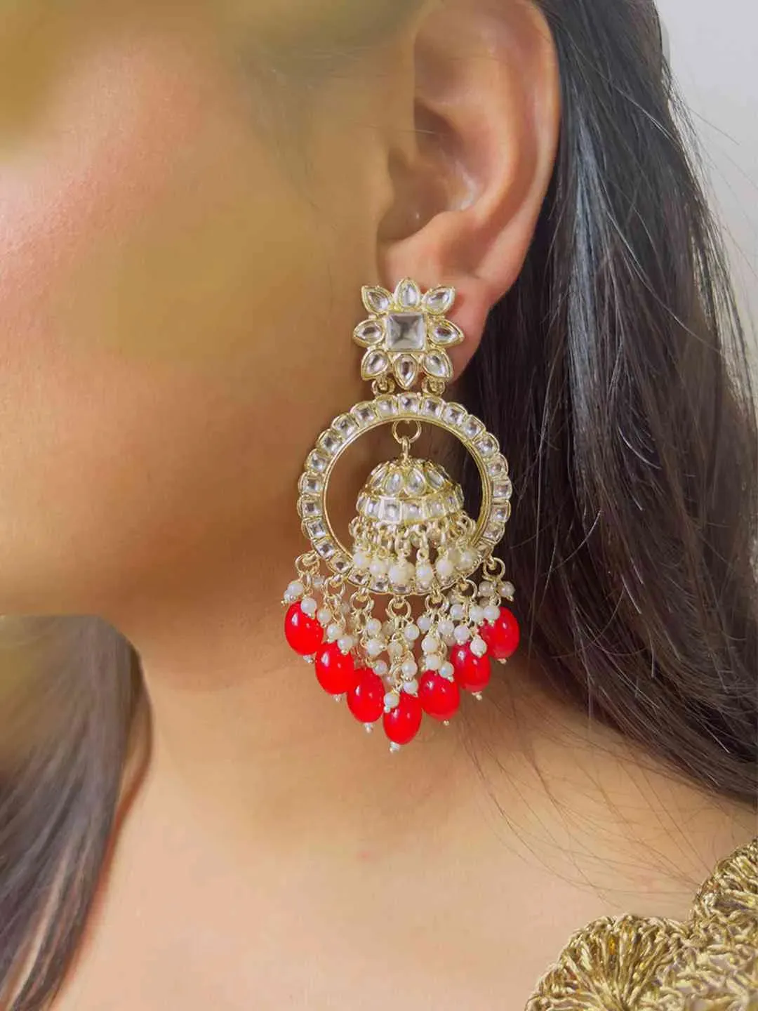 Bead Tassel Jhumka Drop Earrings