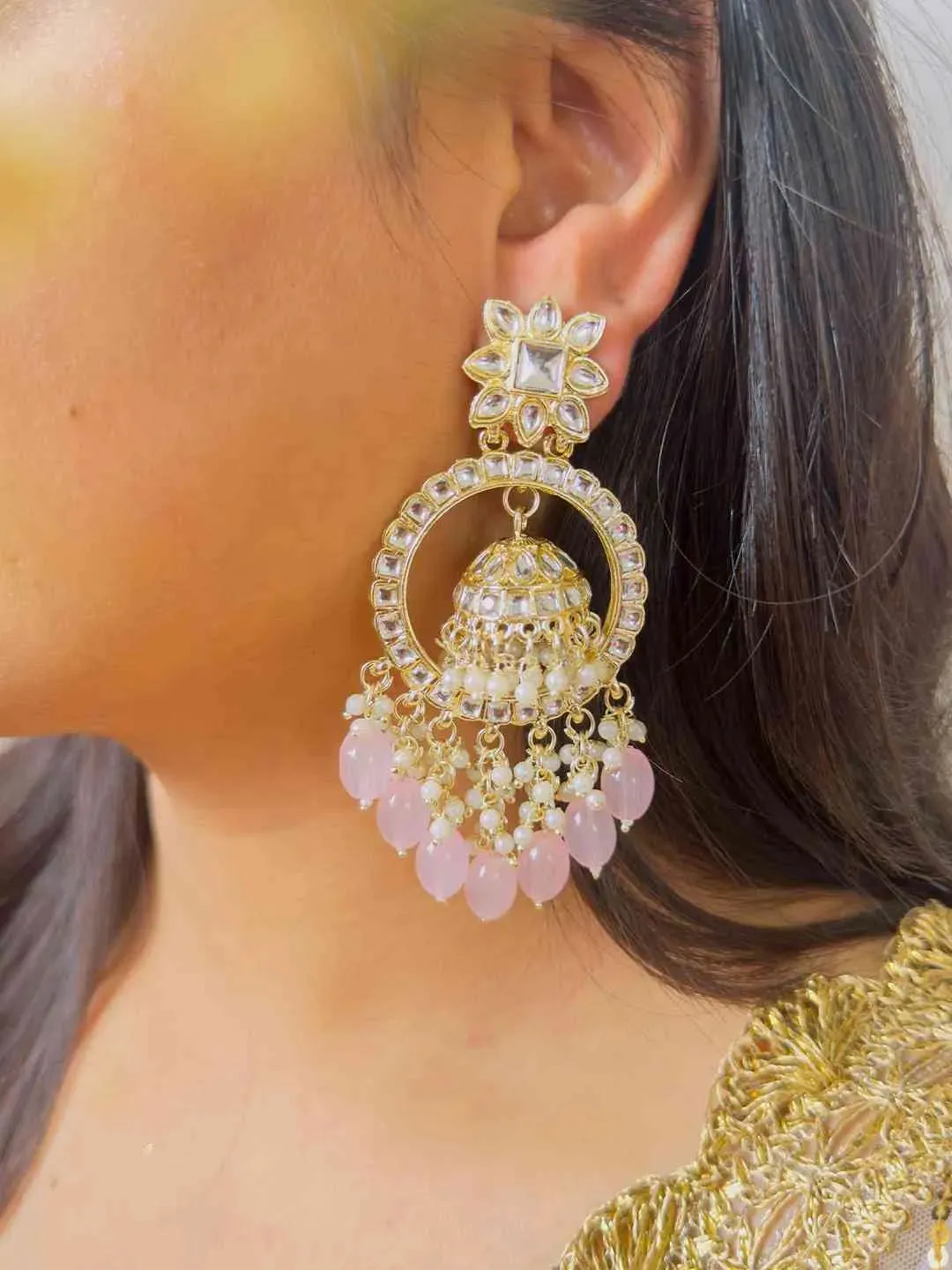 Bead Tassel Jhumka Drop Earrings
