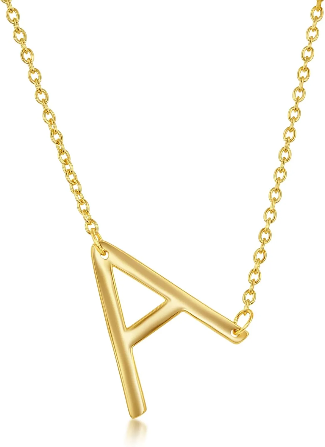 Beaux Bijoux Sideways Initial Necklaces for Women | 14k Gold and Silver Letter Necklaces | Unique Birthday Gift | Trendy Jewelry | Dainty Handmade Necklaces for Women