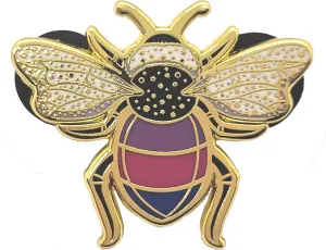 Bisexual Pride Bee Enamel Pin in Bi LGBT  Flag Colors | Pride Jewelry