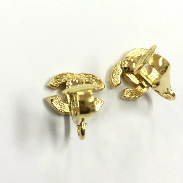 Chanel Crystal Cc Clip Earrings.