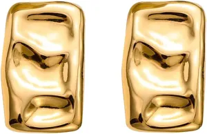 Chunky Gold Rectangle Stud Earrings for Women, Dainty Thick Stud Earrings, Minimalist Geometric Earrings for Women