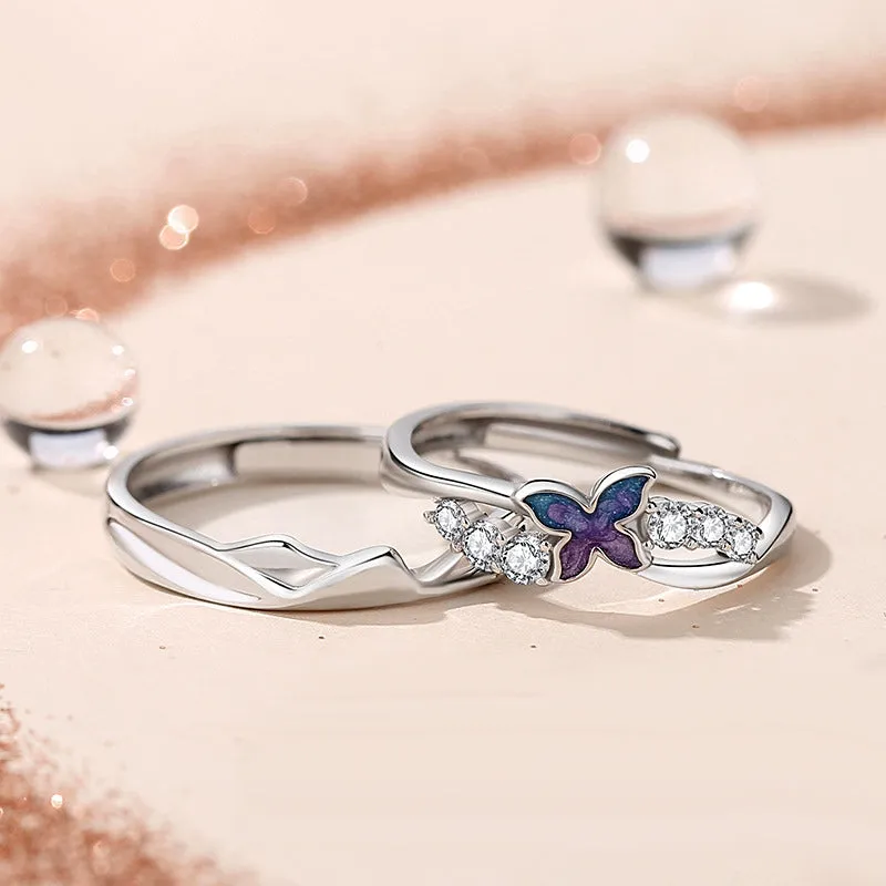 Custom Matching Butterfly Rings Set for Couples