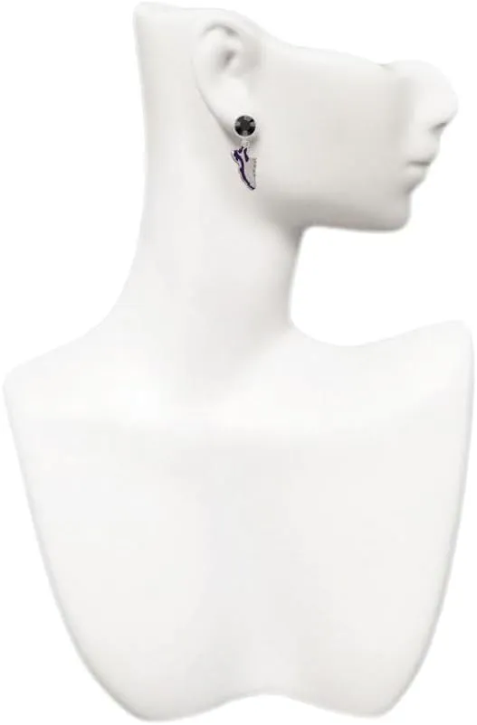 Delight Jewelry Silvertone Purple Running Shoe - Large Crystal Clip on Earrings