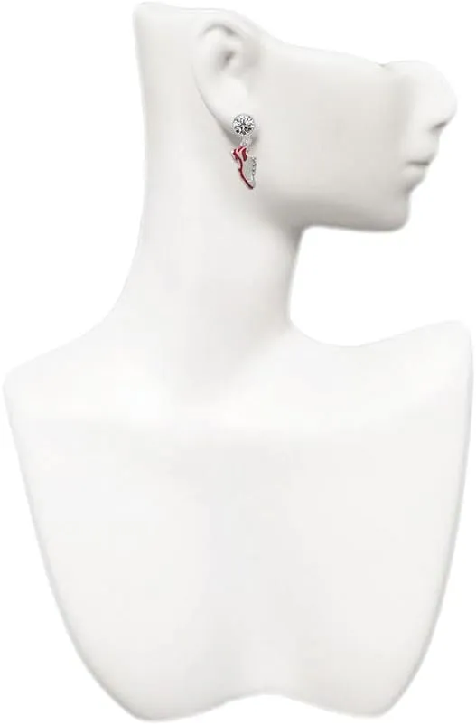 Delight Jewelry Silvertone Red Running Shoe - Large Crystal Clip on Earrings
