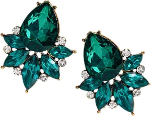 FRCOLOR 1 Pair Rhinestone Drop Earrings for Women Elegant Cluster Jewelry for Prom Wedding Shiny Geometric Design Comfortable All Day Wear Chic Accessories for Formal Events