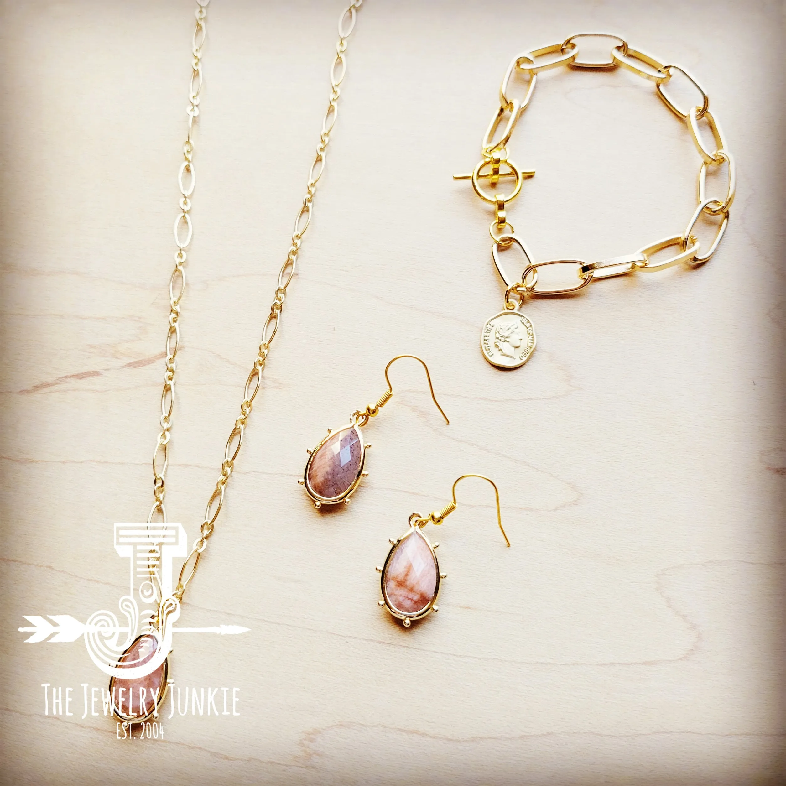 **Genuine Sunstone Teardrop Earrings 211r