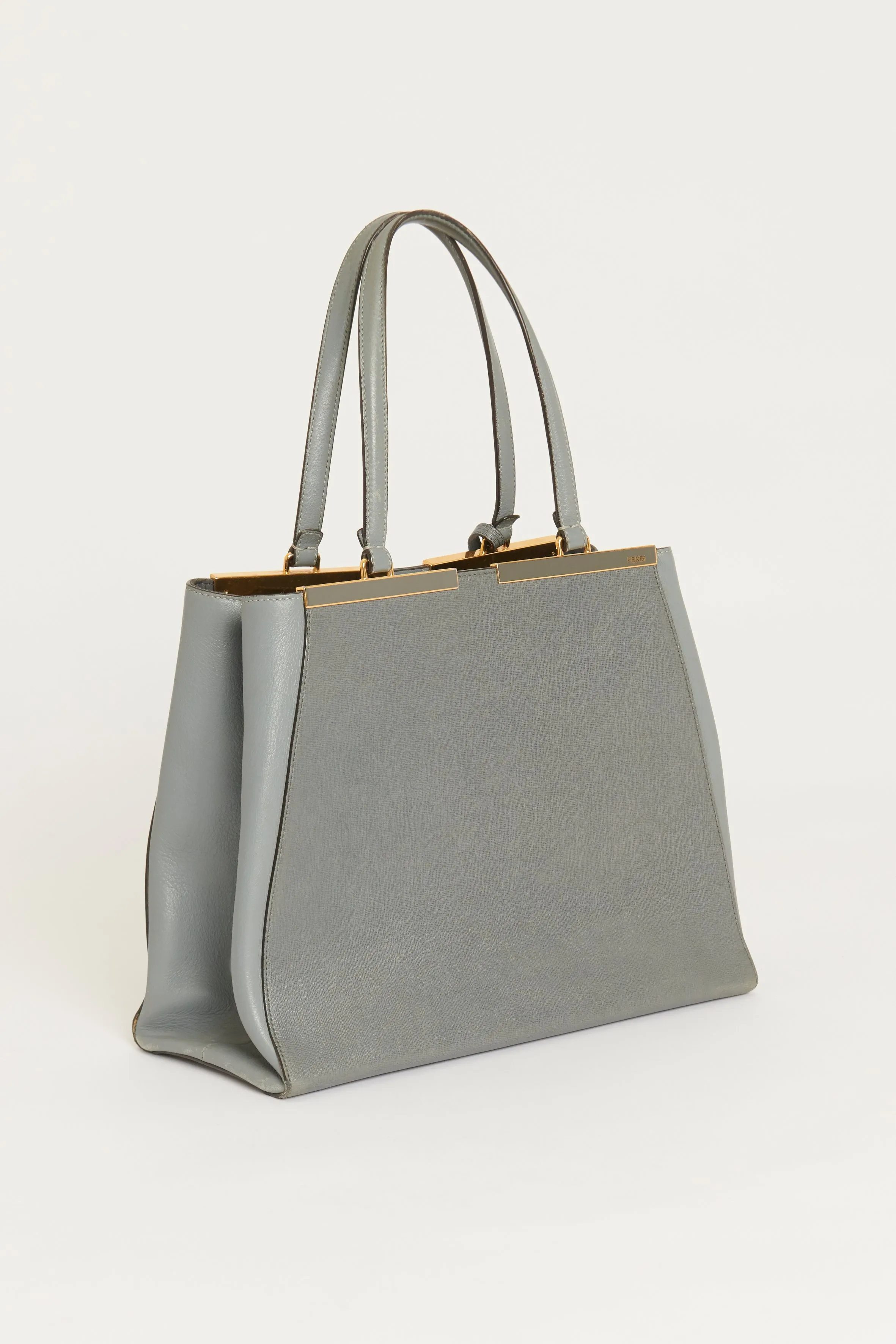 Grey Leather Preowned Large 3Jours Tote Bag