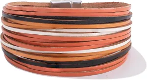 Halloween Leather Bracelets Boho Wrap Cuff Bracelets Stackable Multi Stand Bracelets Orange Black Jewelry Halloween Party Favors for Women