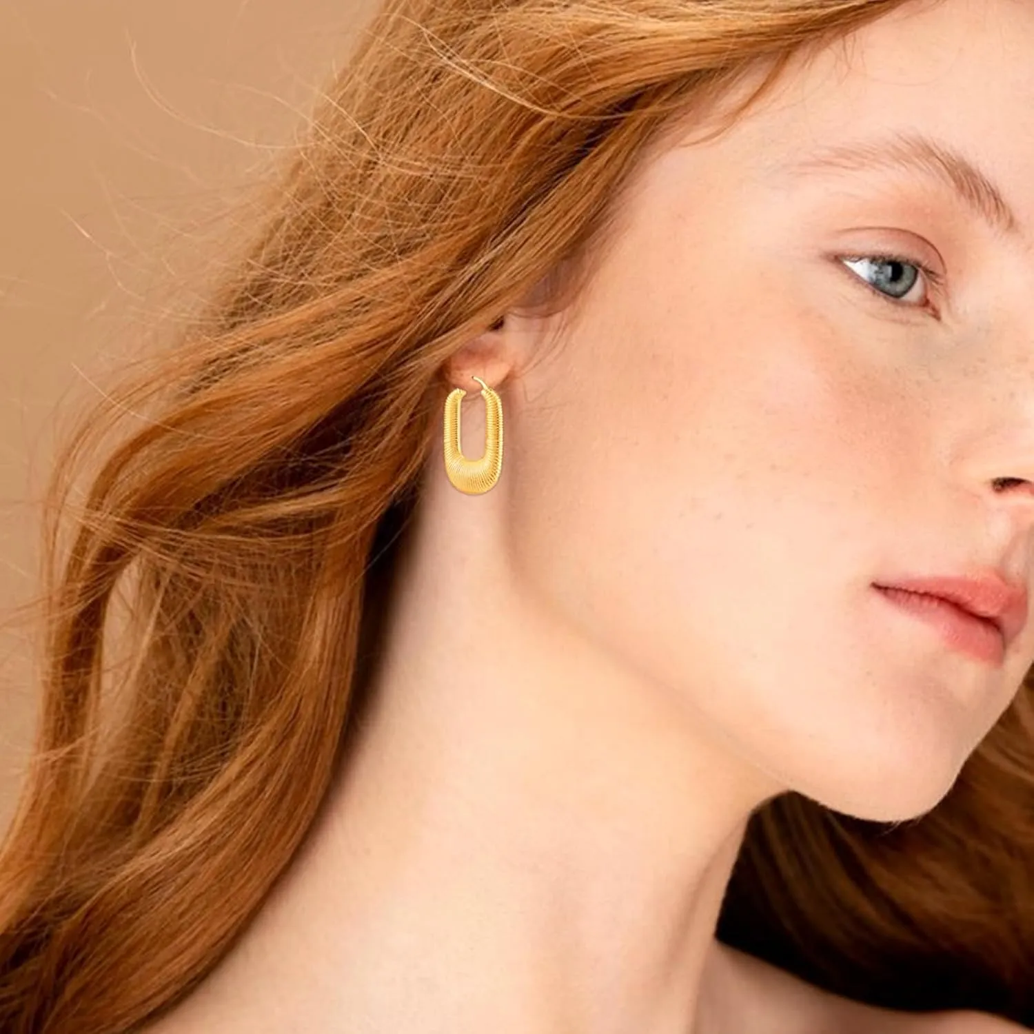 Hoop earrings Gold Hoop earrings 18K Gold Plated Sterling Silver Post Chunky Hoops Thick Lightweight Gold Hoop Earrings for Women