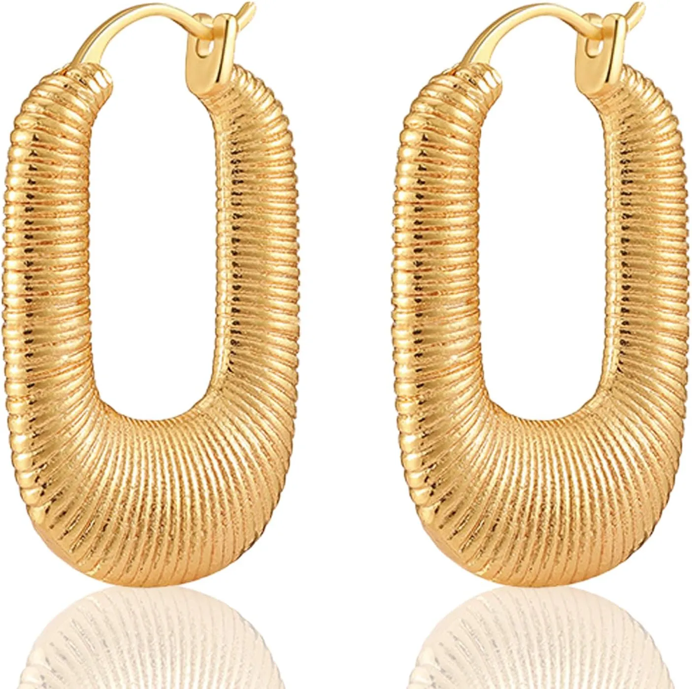 Hoop earrings Gold Hoop earrings 18K Gold Plated Sterling Silver Post Chunky Hoops Thick Lightweight Gold Hoop Earrings for Women