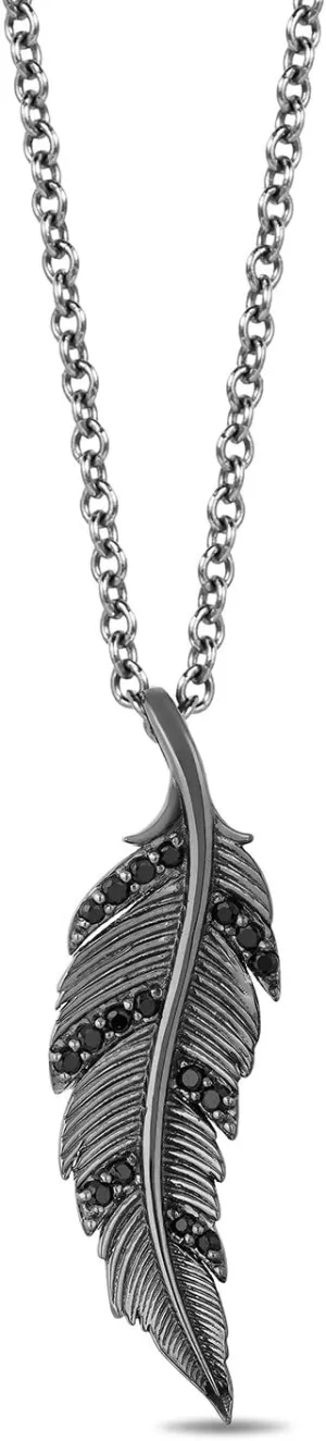 Jewelili Enchanted Disney Fine Jewelry Black Rhodium Over Sterling Silver 1/10 Cttw Diamond Maleficent Villain Pendant