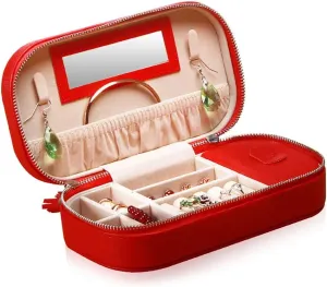 Jewelry & Cosmetic Storage Boxes Travel Jewelry Box Tassels Organizer Display Storage Case Take-Out Handbags with Mirror Jewelry Holder for Earrings Bracelets Rings