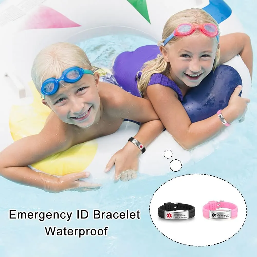 Jewelstruck 9 Inches Medical Alert Bracelets for Women Men Medical Bracelets Silicone Adjustable Sport Emergency ID Bracelets Free Engraving Personalized Medical ID Bracelets for Women Men