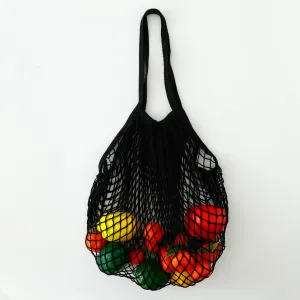 Kuber Industries Pack of 5 Grocery Bags | Reusable Storage Bags | Cotton Net Mesh Bags | Ideal for Vegetables & Fruits | Market Bag | Portable Shopping Bag | Handbags for Storage | CMG005-BLK | Black