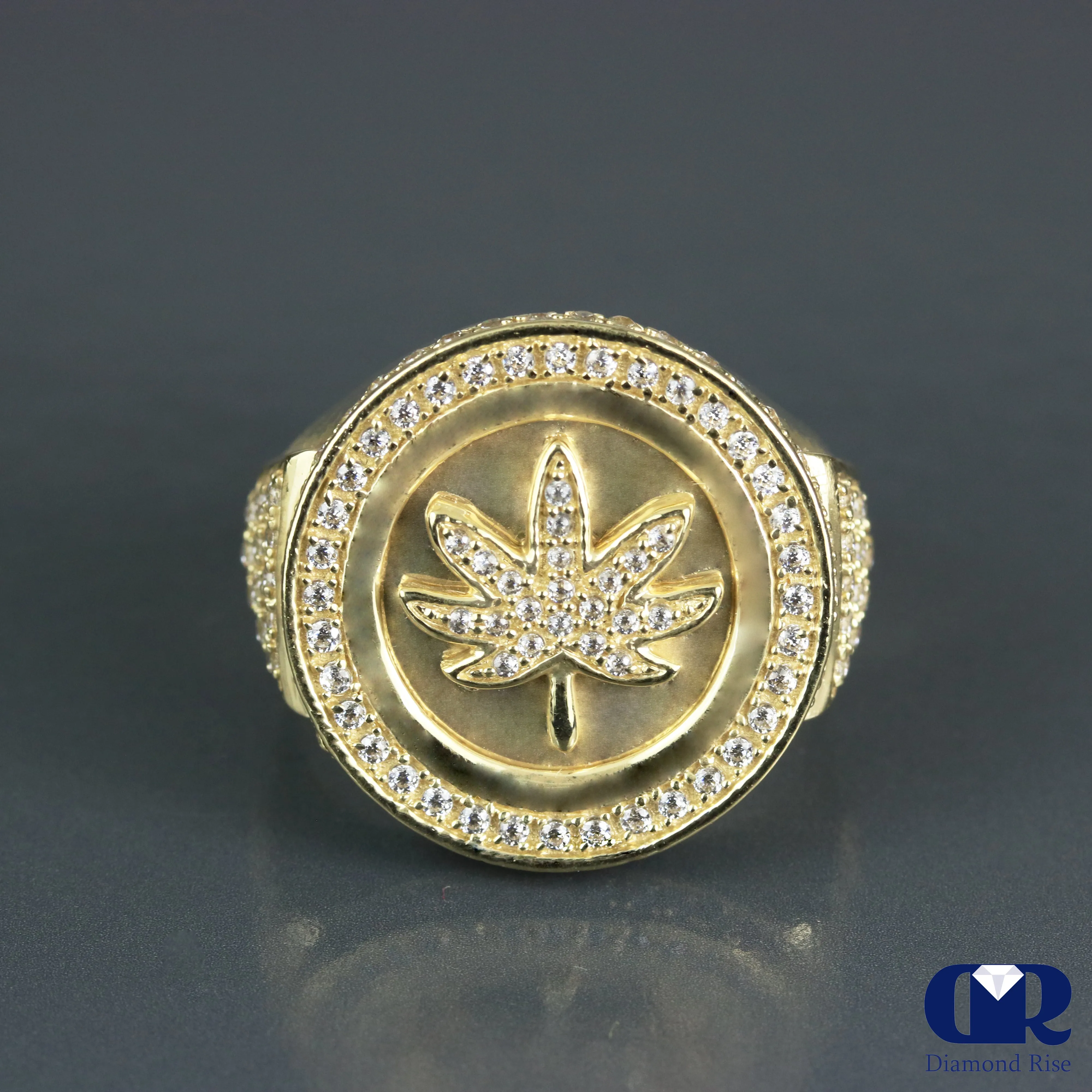 Men's 1.25 Carat Diamond Leaf 14K Gold Diamond Ring