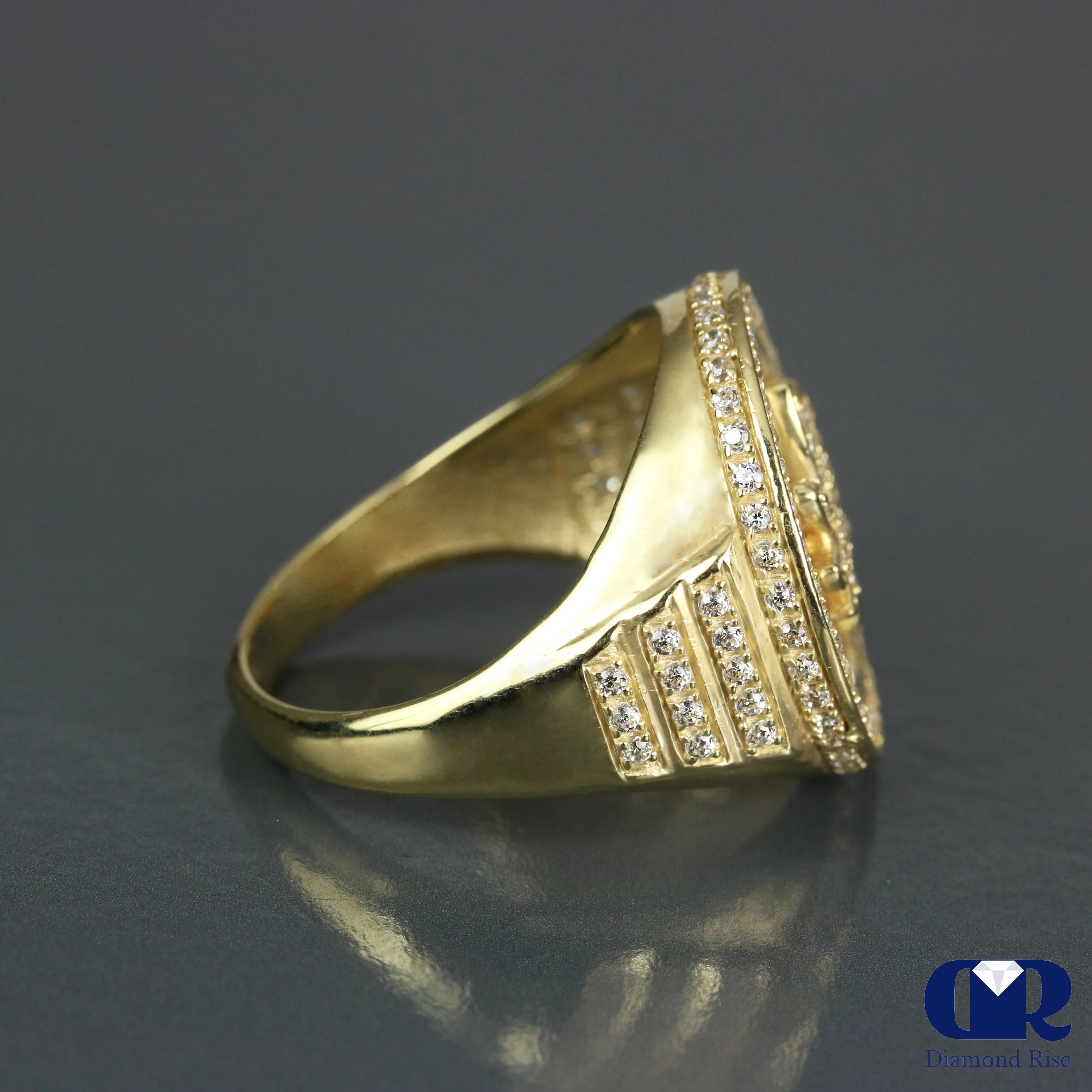 Men's 1.25 Carat Diamond Leaf 14K Gold Diamond Ring