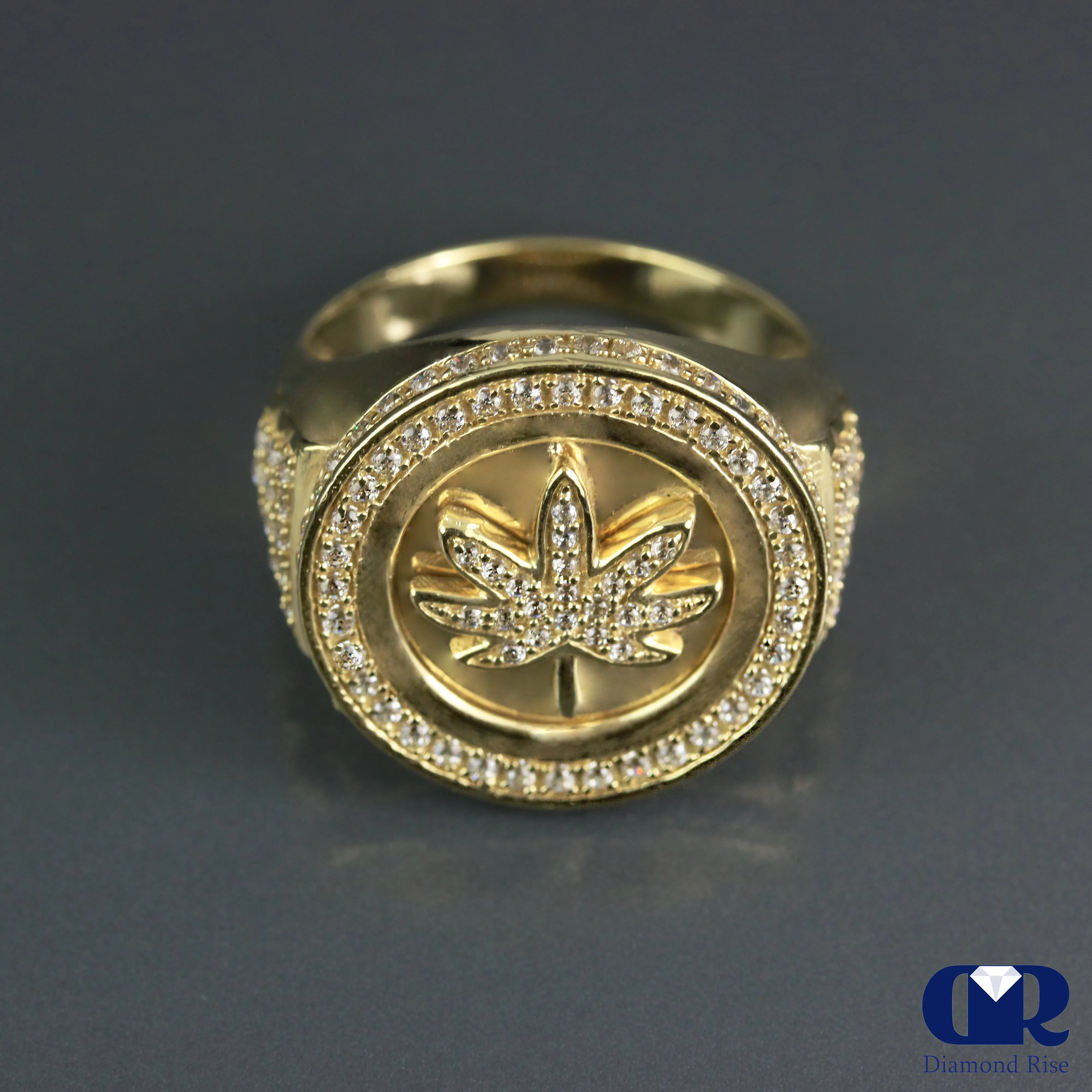 Men's 1.25 Carat Diamond Leaf 14K Gold Diamond Ring