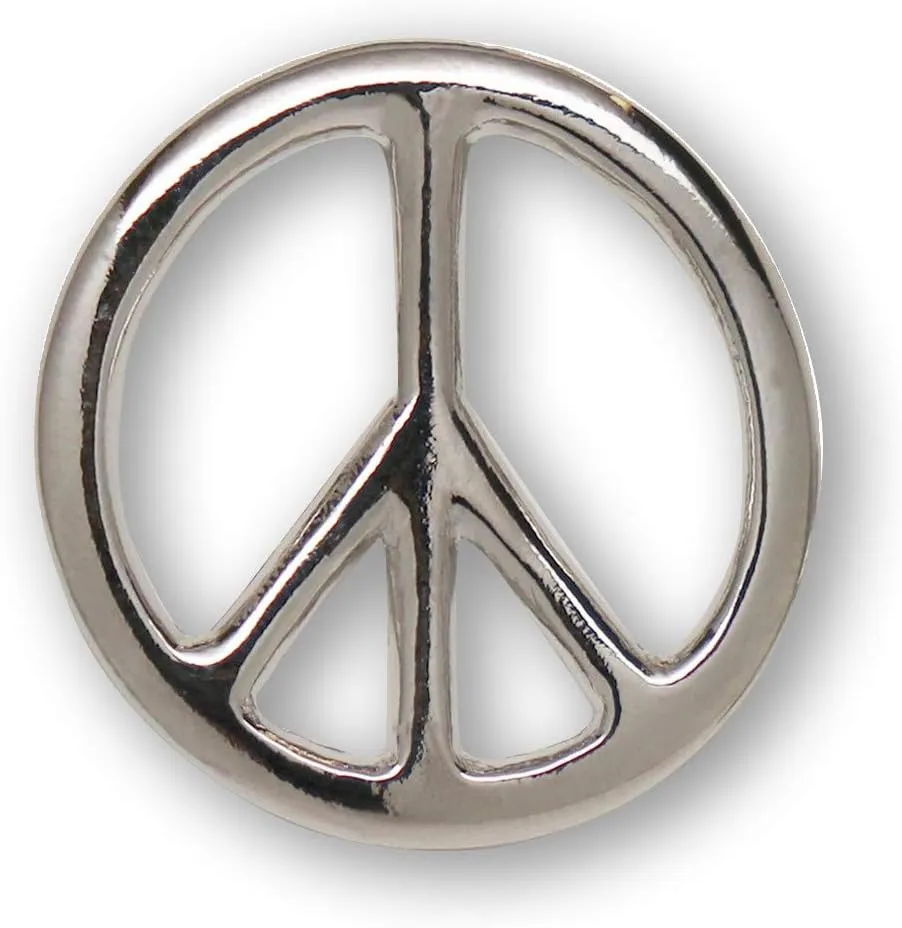 Peace Sign Hippie Jacket or Hat Pin Polished Silver Finish Pewter