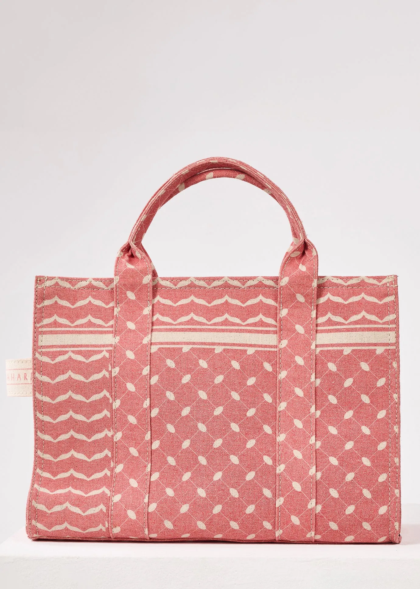 Red Keffiyeh Pattern Medium Tote - Premium Cotton Canvas