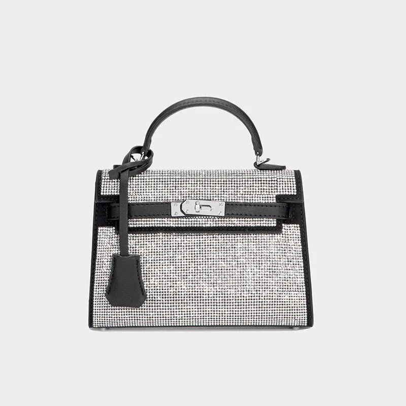 Shiny Diamonds Bags for Women Purses and Handbags Luxury Brand Designer Silver Fashion Evening Ladies Small Crossbody Bag Lock
