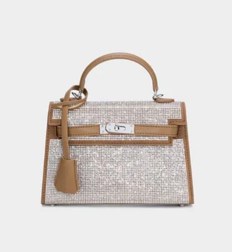 Shiny Diamonds Bags for Women Purses and Handbags Luxury Brand Designer Silver Fashion Evening Ladies Small Crossbody Bag Lock