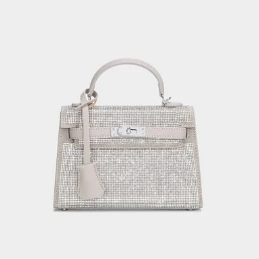 Shiny Diamonds Bags for Women Purses and Handbags Luxury Brand Designer Silver Fashion Evening Ladies Small Crossbody Bag Lock