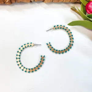 Spiked Hoop Earrings in Turquoise and Gold