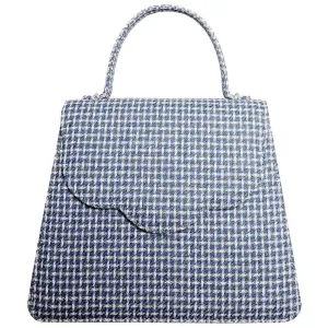 Top Handle Eco Wool Fabric Handbag Blue