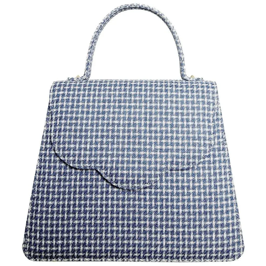 Top Handle Eco Wool Fabric Handbag Blue