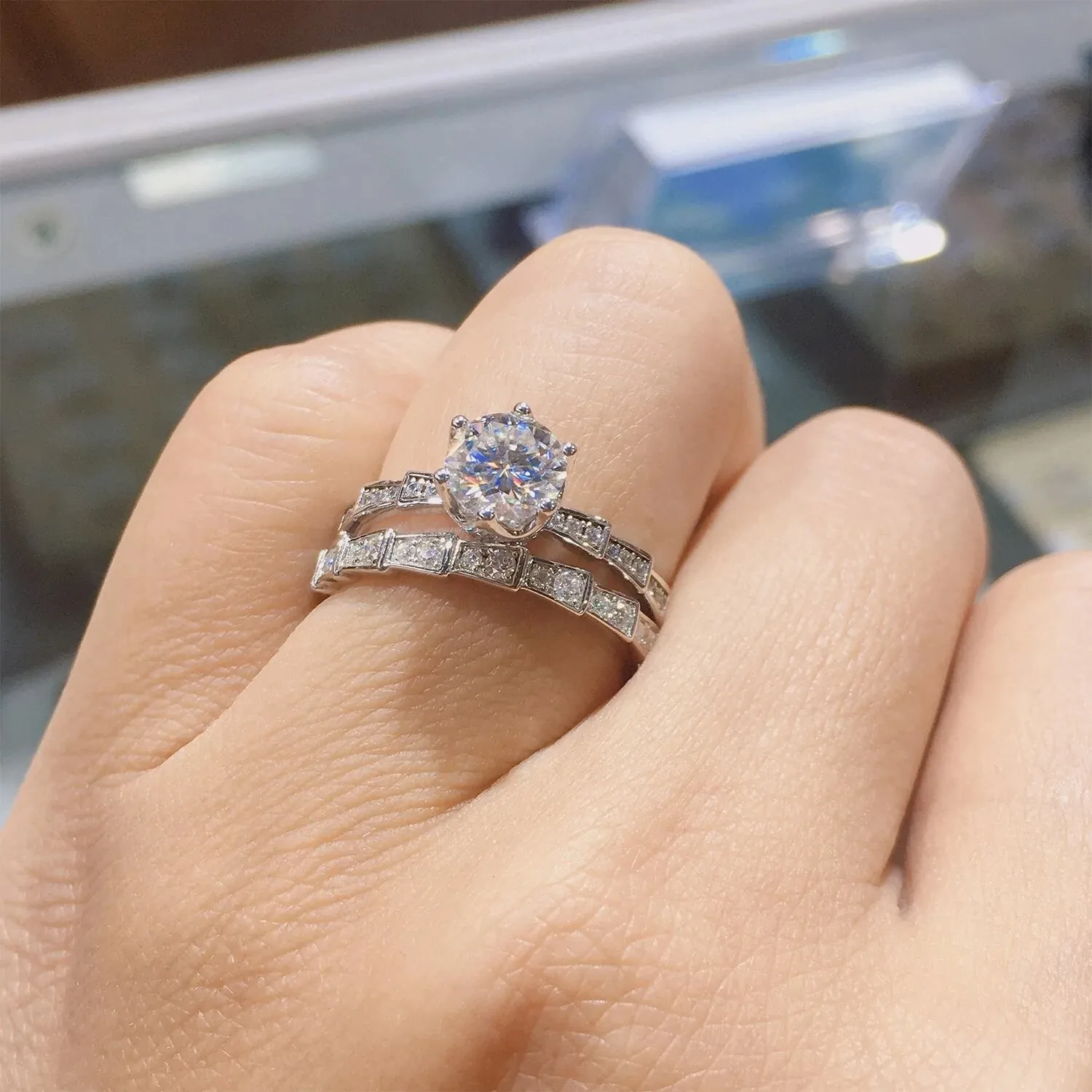 Unique Women's Sterling Silver Moissanite Rings