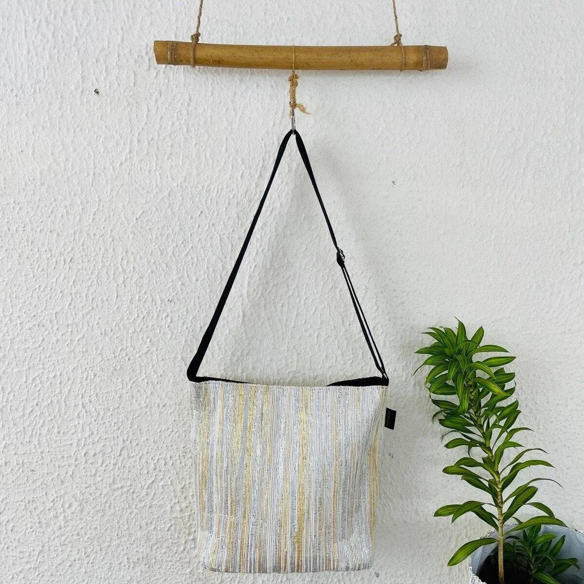 Upcycled Handwoven Jhola With Zip Designer