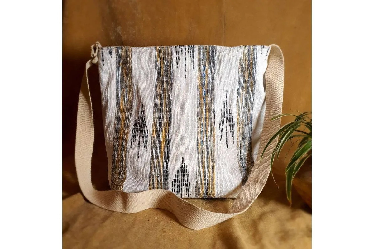 Upcycled Handwoven Jhola With Zip Designer