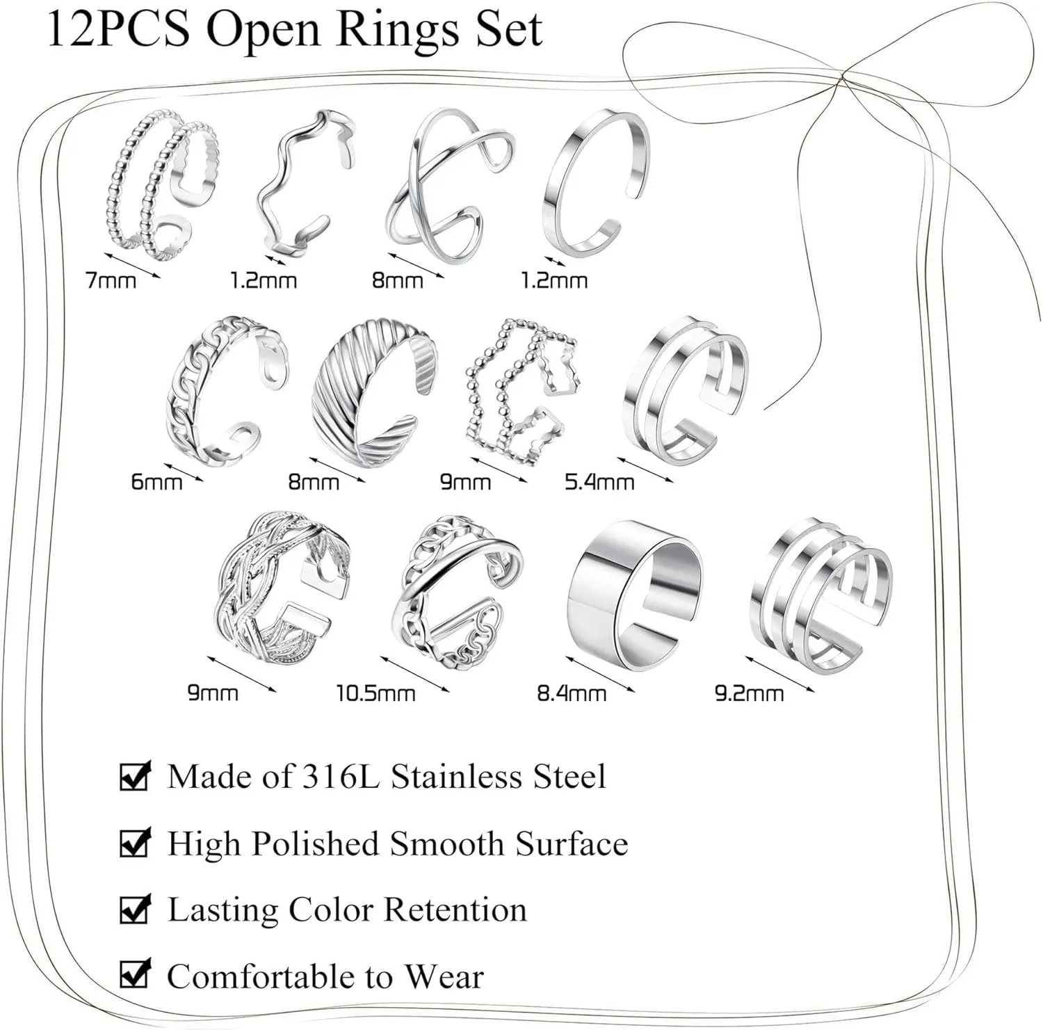 YADOCA 12/17PCS Knuckle Rings For Women Silver Gold Tone Stainless Steel Midi Rings Set Simple Stackable Finger Rings Adjustable Open Stacking Plain Band Rings